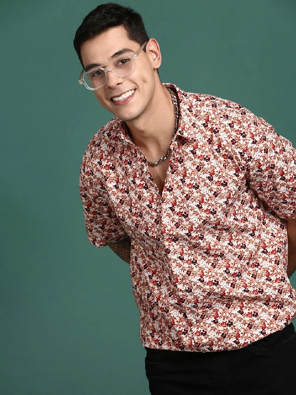 Men's Moisture - Wicking Performance Fabric Casual Shirts for Outdoor ActivitiesMen Floral Multi Slim Fit Shirt Men's Moisture - Wicking Performance Fabric Casual Shirts for Outdoor ActivitiesMen Floral Multi Slim Fit Shirt