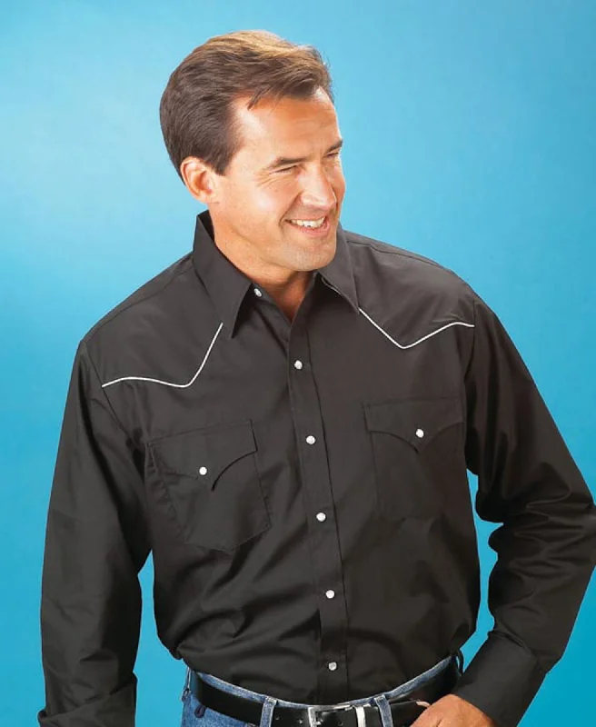 Men's Graphic - Printed Casual Shirts with Pop - Culture References for a Fun and Stylish LookEly & Walker Mens Solid Black Western Shirt L/S Poly/Cotton Men's Graphic - Printed Casual Shirts with Pop - Culture References for a Fun and Stylish LookEly & Walker Mens Solid Black Western Shirt L/S Poly/Cotton