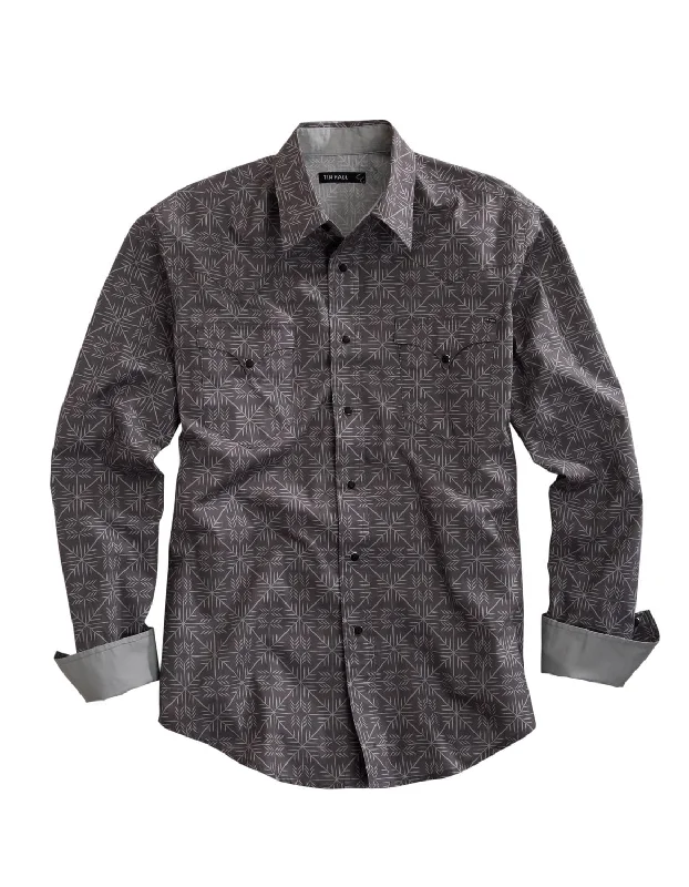 Men's Stretch - Fabric Casual Shirts in Navy Blue for a Comfortable and Flexible FitTin Haul Mens Arrow Points Grey 100% Cotton L/S Shirt Men's Stretch - Fabric Casual Shirts in Navy Blue for a Comfortable and Flexible FitTin Haul Mens Arrow Points Grey 100% Cotton L/S Shirt