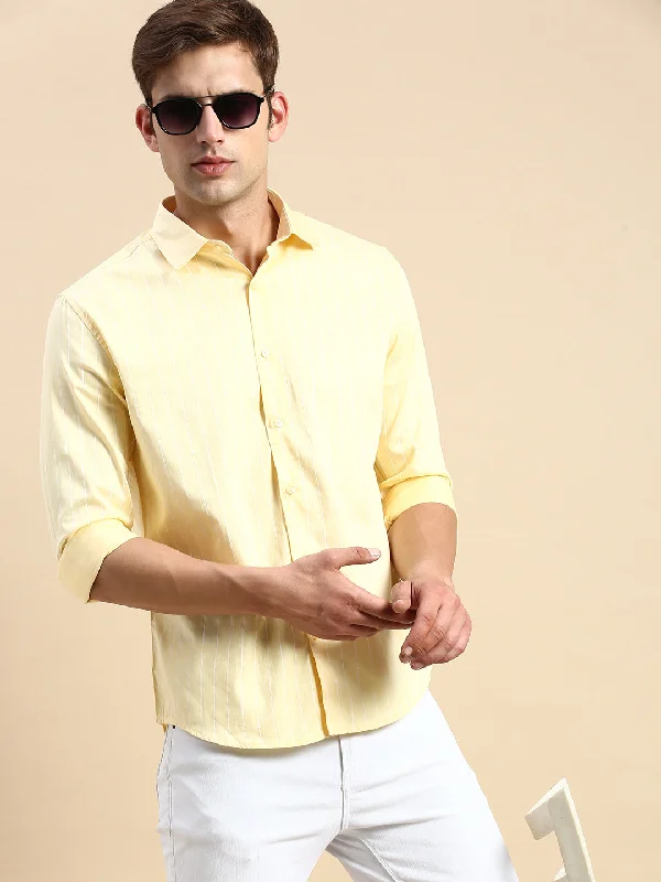 Men's Long - Line Oversized Casual Shirts in Dark Gray for a Relaxed and Modern LookMen Yellow Striped Casual Shirt Men's Long - Line Oversized Casual Shirts in Dark Gray for a Relaxed and Modern LookMen Yellow Striped Casual Shirt