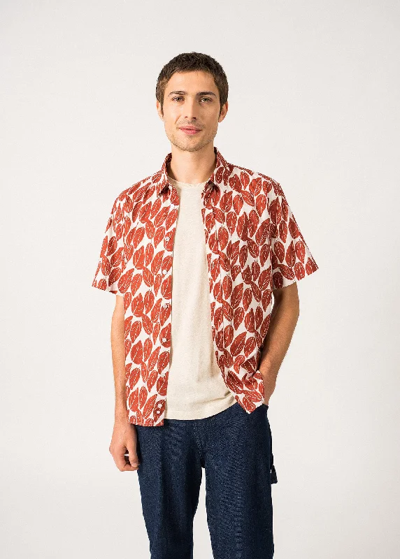 Men's Thermal - Lined Casual Shirts in Black for Added Warmth in Cold WeatherFranck Patterned Shirt – short sleeves (TERRA FEUILLE) Men's Thermal - Lined Casual Shirts in Black for Added Warmth in Cold WeatherFranck Patterned Shirt – short sleeves (TERRA FEUILLE)