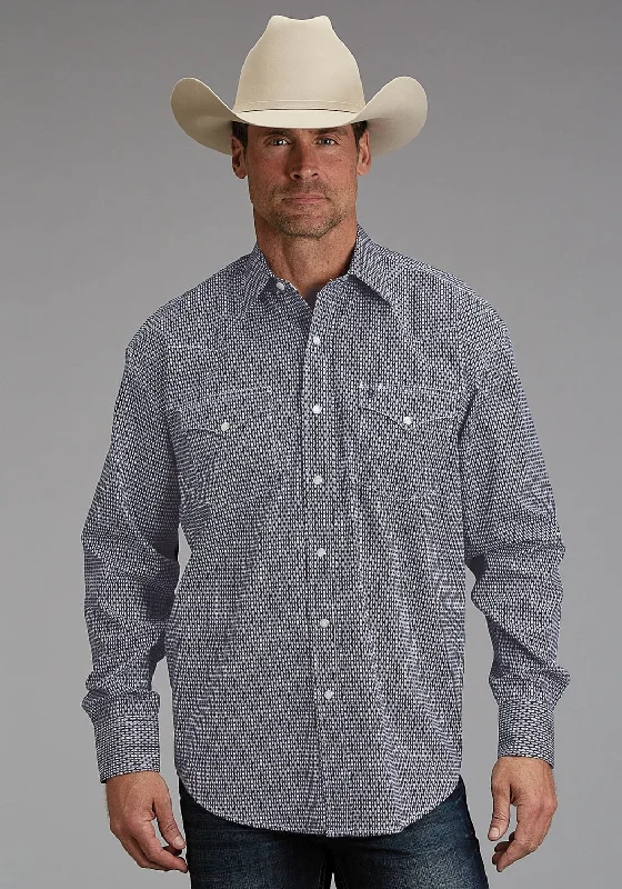 Men's Sustainable Recycled Material Casual Shirts for Eco - Conscious ConsumersStetson Mens Broken Diamond Navy 100% Cotton L/S Shirt Men's Sustainable Recycled Material Casual Shirts for Eco - Conscious ConsumersStetson Mens Broken Diamond Navy 100% Cotton L/S Shirt