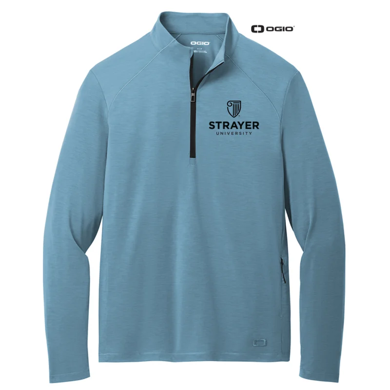 Men's Wrinkle - Resistant Polyester Blend Casual Shirts for Easy Travel and MaintenanceSTRAYER OGIO® Motion 1/4-Zip - Blue Mist Men's Wrinkle - Resistant Polyester Blend Casual Shirts for Easy Travel and MaintenanceSTRAYER OGIO® Motion 1/4-Zip - Blue Mist