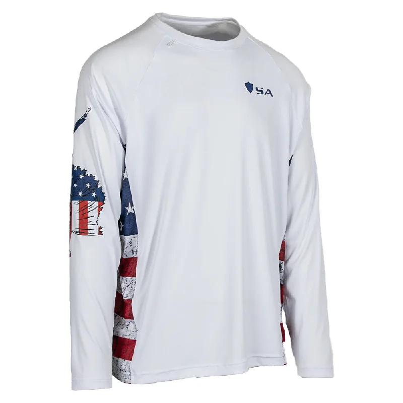Plus Size Men's Striped Chambray Casual Shirts with a Spread Collar for a Preppy AppearancePerformance Long Sleeve Shirt | American Flag | Game On Plus Size Men's Striped Chambray Casual Shirts with a Spread Collar for a Preppy AppearancePerformance Long Sleeve Shirt | American Flag | Game On