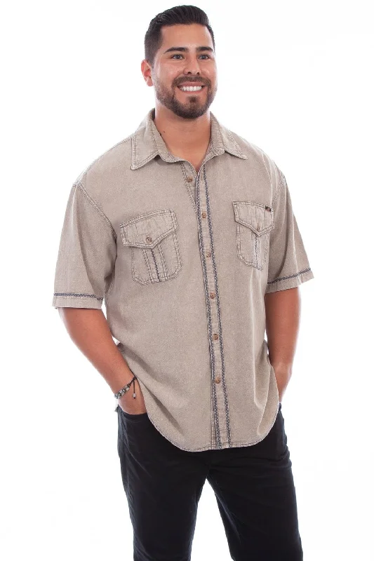 Men's Tailored Fit Checkered Casual Shirts in Multicolor for a Smart - Casual EnsembleScully Mens Stone 100% Cotton Voyager S/S Shirt Men's Tailored Fit Checkered Casual Shirts in Multicolor for a Smart - Casual EnsembleScully Mens Stone 100% Cotton Voyager S/S Shirt