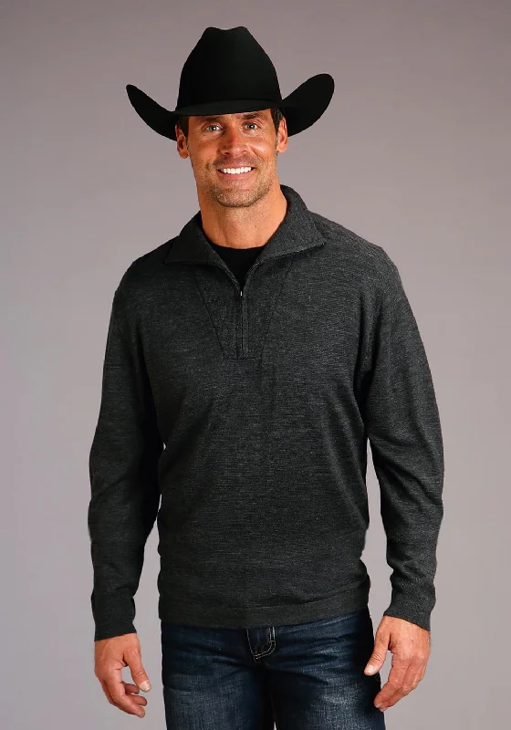 Men's Sustainable Recycled Material Casual Shirts for Eco - Conscious ConsumersStetson Mens Heathered Grey Wool Blend Zip Sweater Men's Sustainable Recycled Material Casual Shirts for Eco - Conscious ConsumersStetson Mens Heathered Grey Wool Blend Zip Sweater