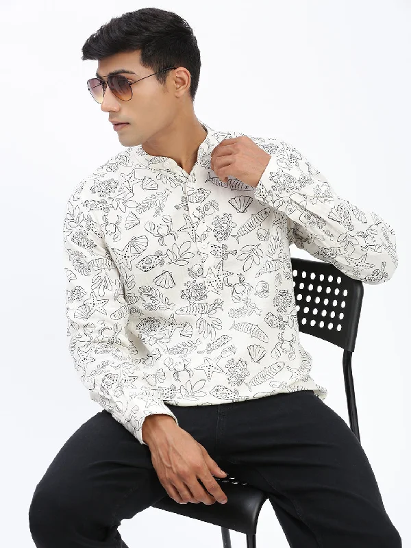Men's Shearling - Lined Collar Casual Shirts in Brown for a Rustic and Warm AppealMen Cream Animal Print Shirt Men's Shearling - Lined Collar Casual Shirts in Brown for a Rustic and Warm AppealMen Cream Animal Print Shirt