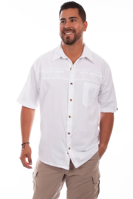 Men's Slim - Fit Printed Floral Casual Shirts in Pastel Colors for a Spring - Inspired VibeScully Mens White 100% Cotton Palm S/S Shirt Men's Slim - Fit Printed Floral Casual Shirts in Pastel Colors for a Spring - Inspired VibeScully Mens White 100% Cotton Palm S/S Shirt
