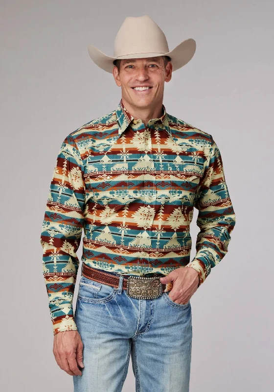 Men's Tailored Fit Checkered Casual Shirts in Multicolor for a Smart - Casual EnsembleRoper Mens Horizontal Aztec Serape Wine Multi 100% Cotton L/S Shirt Men's Tailored Fit Checkered Casual Shirts in Multicolor for a Smart - Casual EnsembleRoper Mens Horizontal Aztec Serape Wine Multi 100% Cotton L/S Shirt