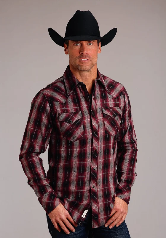 Men's Sustainable Recycled Material Casual Shirts for Eco - Conscious ConsumersStetson Mens Marl Plaid Red 100% Cotton L/S Shirt Men's Sustainable Recycled Material Casual Shirts for Eco - Conscious ConsumersStetson Mens Marl Plaid Red 100% Cotton L/S Shirt