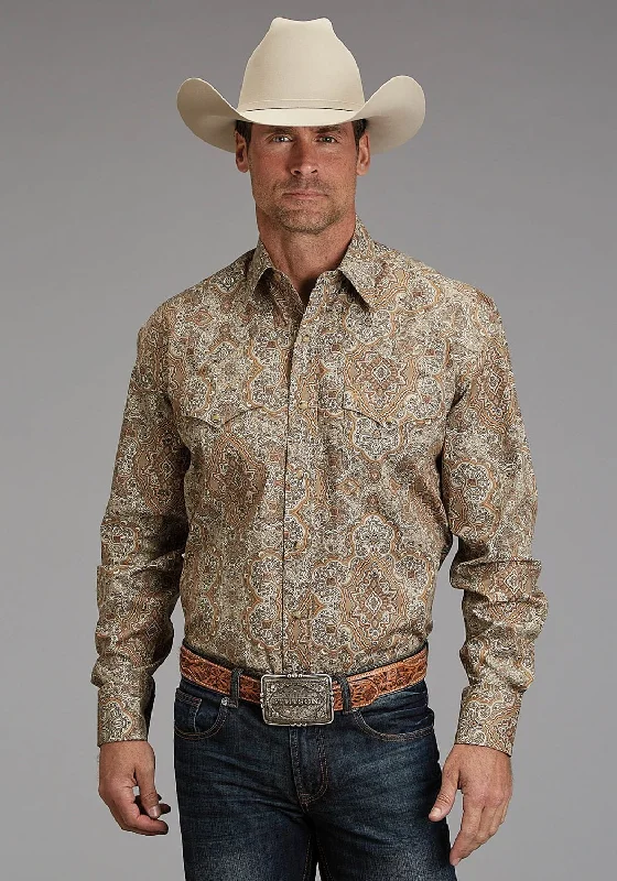 Men's Two - Tone Contrast Panel Casual Shirts in White and Navy for a Stylish and Eye - Catching DesignStetson Mens 1921 Desert Paisley Brown 100% Cotton L/S Shirt Men's Two - Tone Contrast Panel Casual Shirts in White and Navy for a Stylish and Eye - Catching DesignStetson Mens 1921 Desert Paisley Brown 100% Cotton L/S Shirt