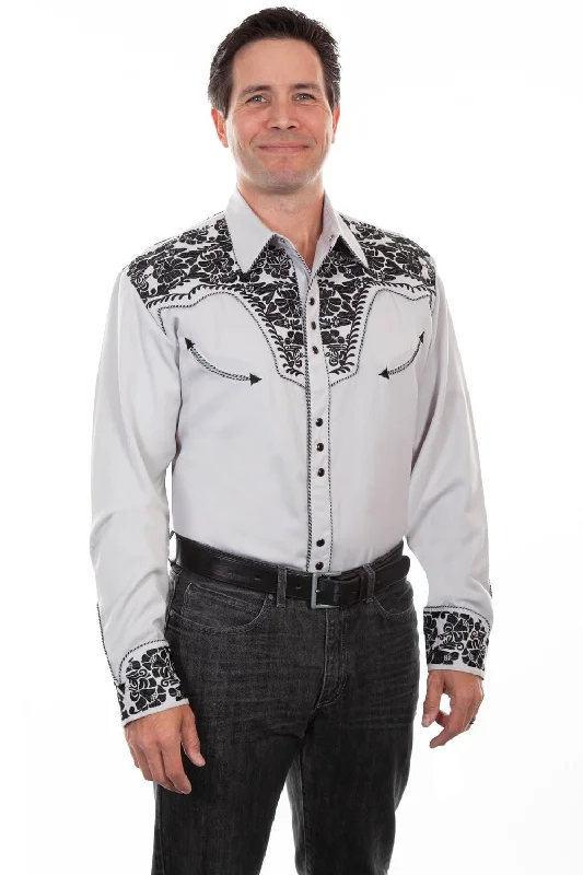 Men's Wrinkle - Resistant Polyester Blend Casual Shirts for Easy Travel and MaintenanceScully Mens Steel Poly/Rayon Floral L/S Shirt Men's Wrinkle - Resistant Polyester Blend Casual Shirts for Easy Travel and MaintenanceScully Mens Steel Poly/Rayon Floral L/S Shirt
