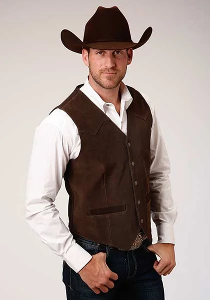 Men's Organic Cotton Casual Shirts with a Soft Handfeel for Everyday ComfortMen's Roper Suede Vest #02-075-0500-0510BR Men's Organic Cotton Casual Shirts with a Soft Handfeel for Everyday ComfortMen's Roper Suede Vest #02-075-0500-0510BR