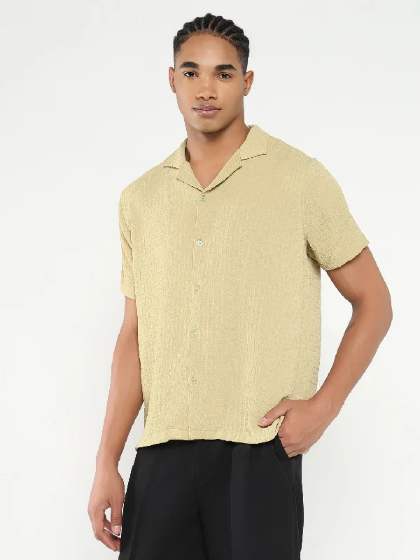 Men's Graphic - Printed Casual Shirts with Pop - Culture References for a Fun and Stylish LookMen Yellow Cuban Collar Solid Shirt Men's Graphic - Printed Casual Shirts with Pop - Culture References for a Fun and Stylish LookMen Yellow Cuban Collar Solid Shirt