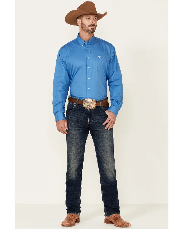 Men's Linen Blend Casual Shirts with Roll - Up Sleeves for a Summer Beach LookCinch Mens Shirt - Blue Men's Linen Blend Casual Shirts with Roll - Up Sleeves for a Summer Beach LookCinch Mens Shirt - Blue
