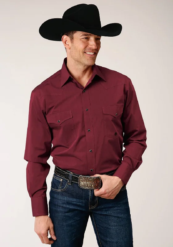 Men's Organic Cotton Casual Shirts with a Soft Handfeel for Everyday ComfortRoper Mens Black Solid Fill Wine 100% Cotton L/S Shirt Men's Organic Cotton Casual Shirts with a Soft Handfeel for Everyday ComfortRoper Mens Black Solid Fill Wine 100% Cotton L/S Shirt