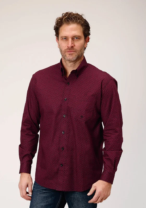 Men's Moisture - Wicking Performance Fabric Casual Shirts for Outdoor ActivitiesRoper Mens Four Leaf Foulard Red 100% Cotton L/S Shirt Men's Moisture - Wicking Performance Fabric Casual Shirts for Outdoor ActivitiesRoper Mens Four Leaf Foulard Red 100% Cotton L/S Shirt