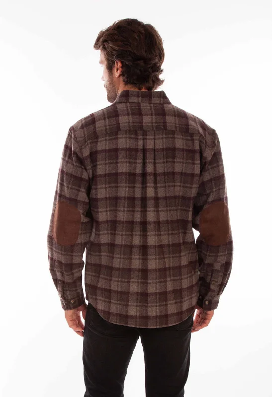 Men's Sustainable Recycled Material Casual Shirts for Eco - Conscious ConsumersScully Mens Chocolate/Port Wool Blend Flannel Plaid L/S Shirt Men's Sustainable Recycled Material Casual Shirts for Eco - Conscious ConsumersScully Mens Chocolate/Port Wool Blend Flannel Plaid L/S Shirt