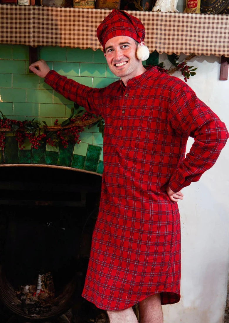 Plus Size Men's Striped Chambray Casual Shirts with a Spread Collar for a Preppy AppearanceMen's Flannel Nightshirt | Red Tartan Plus Size Men's Striped Chambray Casual Shirts with a Spread Collar for a Preppy AppearanceMen's Flannel Nightshirt | Red Tartan