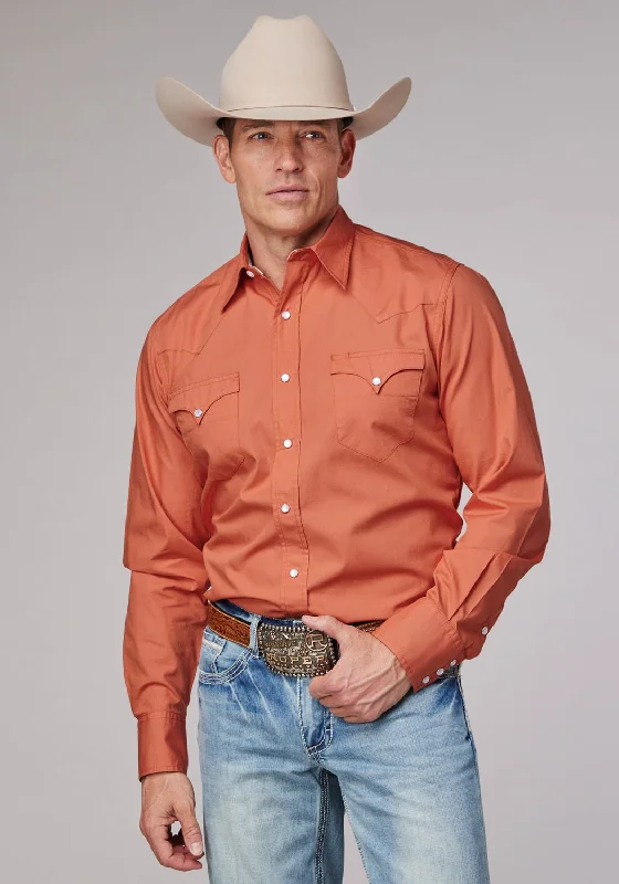 Men's Thermal - Lined Casual Shirts in Black for Added Warmth in Cold WeatherRoper Mens 2044 Solid Poplin Tangerine 100% Cotton L/S Shirt Men's Thermal - Lined Casual Shirts in Black for Added Warmth in Cold WeatherRoper Mens 2044 Solid Poplin Tangerine 100% Cotton L/S Shirt