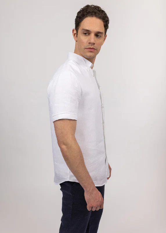 Men's Stretch - Fabric Casual Shirts in Navy Blue for a Comfortable and Flexible FitClément short sleeve shirt - in linen poplin (BLANC) Men's Stretch - Fabric Casual Shirts in Navy Blue for a Comfortable and Flexible FitClément short sleeve shirt - in linen poplin (BLANC)