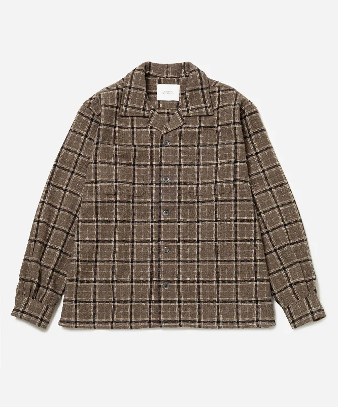 Men's Stretch - Fabric Casual Shirts in Navy Blue for a Comfortable and Flexible FitOpen Collar Flannel Check Shirt Men's Stretch - Fabric Casual Shirts in Navy Blue for a Comfortable and Flexible FitOpen Collar Flannel Check Shirt