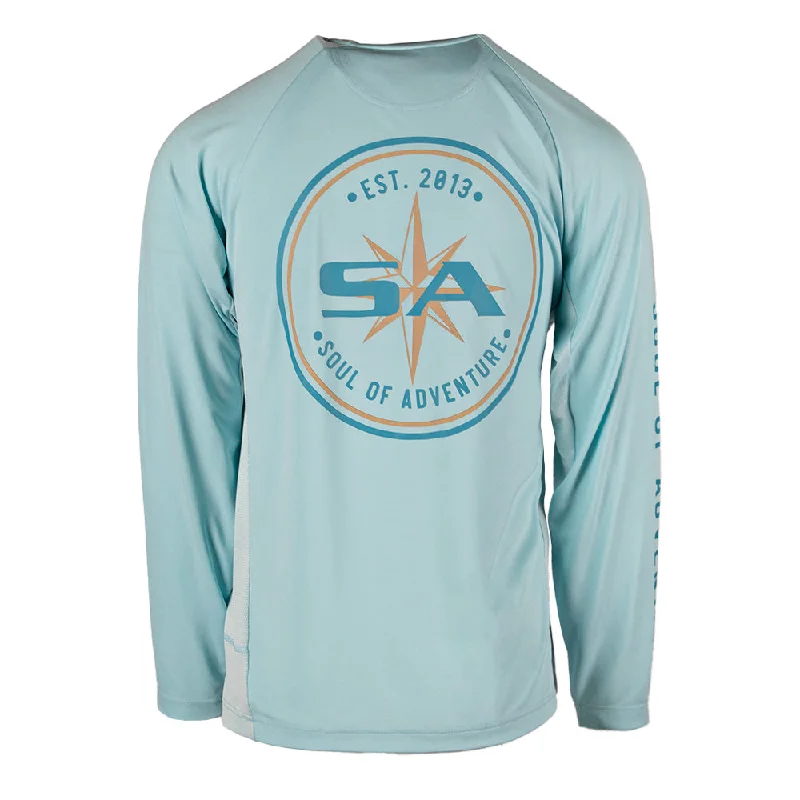 Men's Retro - Style Hawaiian Print Casual Shirts in Bold Patterns for a Tropical VacationPerformance Long Sleeve Shirt | SA Circle | Ice Men's Retro - Style Hawaiian Print Casual Shirts in Bold Patterns for a Tropical VacationPerformance Long Sleeve Shirt | SA Circle | Ice