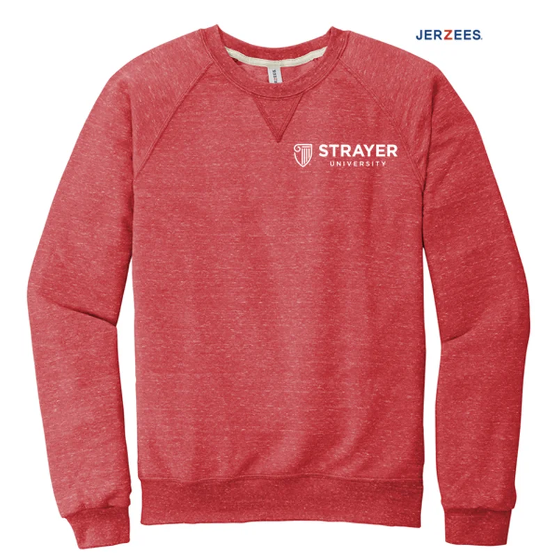 Men's Sustainable Recycled Material Casual Shirts for Eco - Conscious ConsumersSTRAYER JERZEES ® Snow Heather French Terry Raglan Crew-RED Men's Sustainable Recycled Material Casual Shirts for Eco - Conscious ConsumersSTRAYER JERZEES ® Snow Heather French Terry Raglan Crew-RED