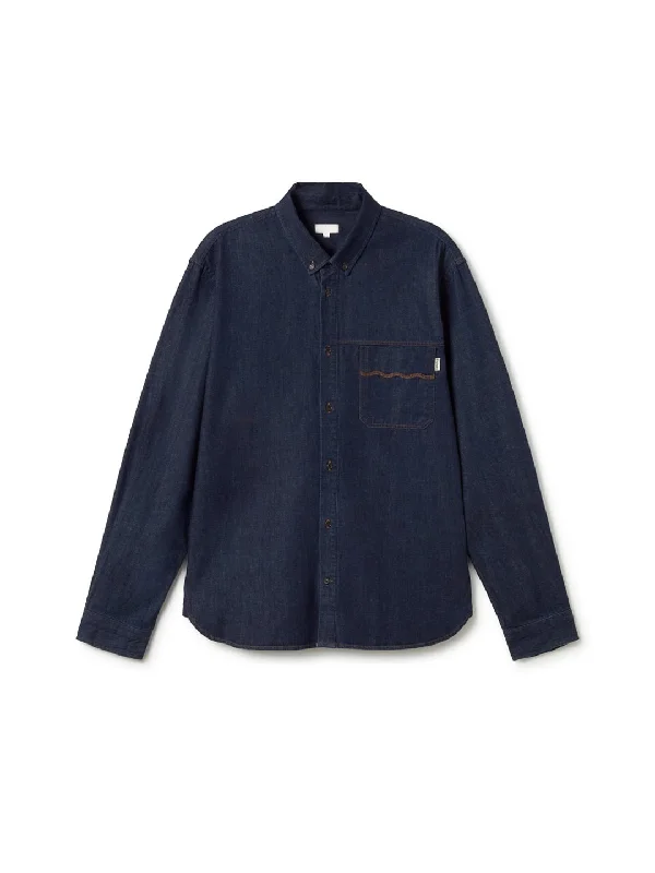Men's Wrinkle - Resistant Polyester Blend Casual Shirts for Easy Travel and MaintenanceHorssten - Dark Blue Denim Men's Wrinkle - Resistant Polyester Blend Casual Shirts for Easy Travel and MaintenanceHorssten - Dark Blue Denim