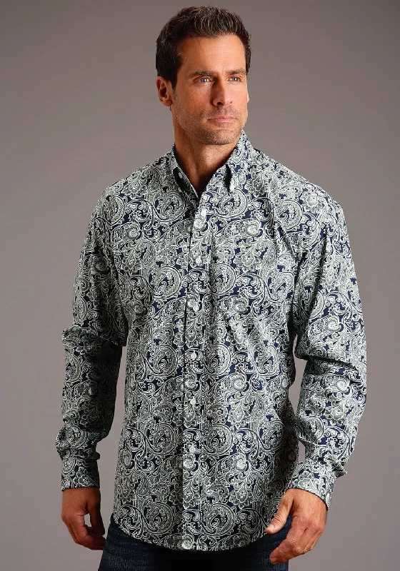 Men's Sustainable Recycled Material Casual Shirts for Eco - Conscious ConsumersStetson Mens Blue 100% Cotton Greenspring Paisley BD L/S Shirt Men's Sustainable Recycled Material Casual Shirts for Eco - Conscious ConsumersStetson Mens Blue 100% Cotton Greenspring Paisley BD L/S Shirt