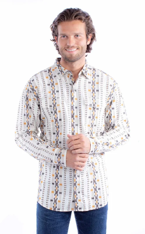 Men's Button - Down Oxford Casual Shirts in Crisp White for a Classic and Versatile StyleScully Mens Dobby Stripe Natural 100% Cotton L/S Shirt Men's Button - Down Oxford Casual Shirts in Crisp White for a Classic and Versatile StyleScully Mens Dobby Stripe Natural 100% Cotton L/S Shirt