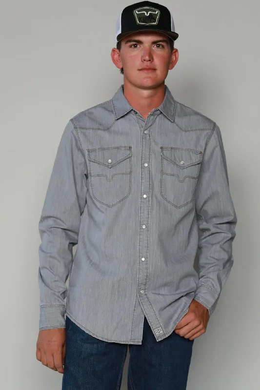 Men's Embroidered Detail Casual Shirts in Beige for a Touch of EleganceKimes Ranch Mens Grimes Grey Denim Cotton Blend L/S Western Shirt Men's Embroidered Detail Casual Shirts in Beige for a Touch of EleganceKimes Ranch Mens Grimes Grey Denim Cotton Blend L/S Western Shirt