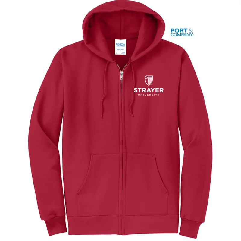 Men's Organic Cotton Casual Shirts with a Soft Handfeel for Everyday ComfortSTRAYER Port & Company® Core Fleece Full-Zip Hooded Sweatshirt-RED Men's Organic Cotton Casual Shirts with a Soft Handfeel for Everyday ComfortSTRAYER Port & Company® Core Fleece Full-Zip Hooded Sweatshirt-RED
