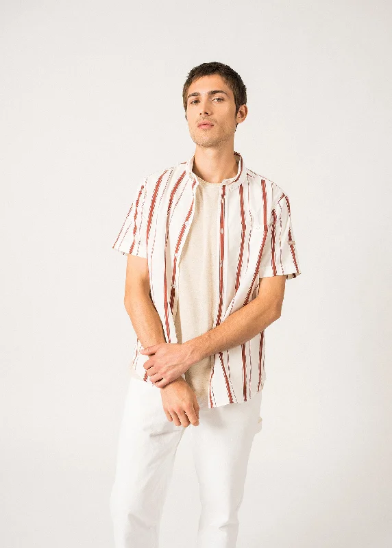 Men's Stretch - Fabric Casual Shirts in Navy Blue for a Comfortable and Flexible FitNeil Striped Shirt – short sleeves (CRAIE/TERRACOTTA) Men's Stretch - Fabric Casual Shirts in Navy Blue for a Comfortable and Flexible FitNeil Striped Shirt – short sleeves (CRAIE/TERRACOTTA)
