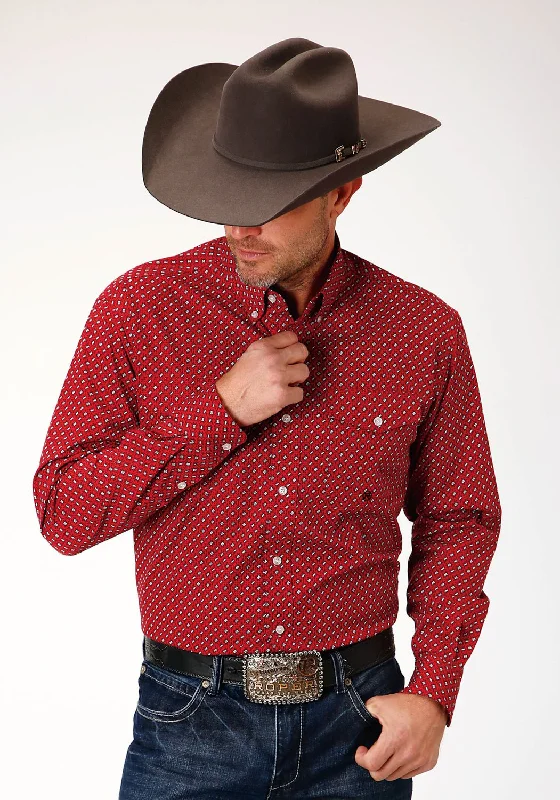Plus Size Men's Striped Chambray Casual Shirts with a Spread Collar for a Preppy AppearanceRoper Mens Red 100% Cotton Victorian Foulard BD L/S Btn Shirt Plus Size Men's Striped Chambray Casual Shirts with a Spread Collar for a Preppy AppearanceRoper Mens Red 100% Cotton Victorian Foulard BD L/S Btn Shirt
