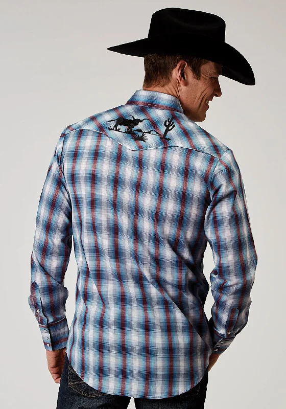 Men's Long - Line Oversized Casual Shirts in Dark Gray for a Relaxed and Modern LookRoper Mens Americana Plaid Bull Grey Cotton Blend L/S Shirt Men's Long - Line Oversized Casual Shirts in Dark Gray for a Relaxed and Modern LookRoper Mens Americana Plaid Bull Grey Cotton Blend L/S Shirt