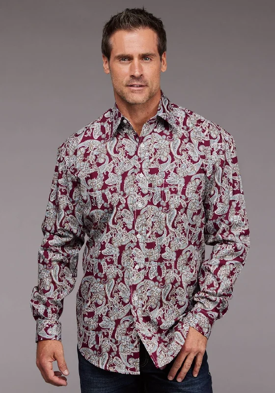 Men's Shearling - Lined Collar Casual Shirts in Brown for a Rustic and Warm AppealStetson Mens 2035 Country Paisley Wine 100% Cotton 1 Pkt L/S Shirt Men's Shearling - Lined Collar Casual Shirts in Brown for a Rustic and Warm AppealStetson Mens 2035 Country Paisley Wine 100% Cotton 1 Pkt L/S Shirt