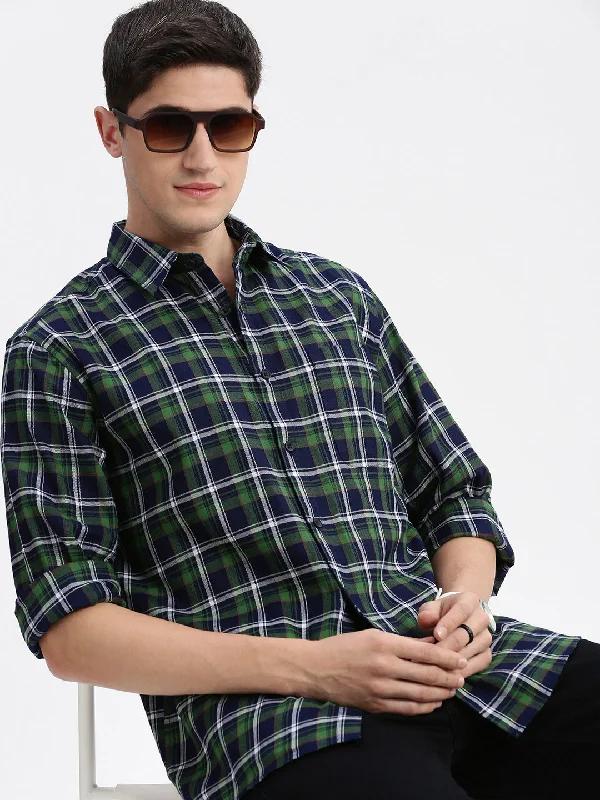 Men's Button - Down Oxford Casual Shirts in Crisp White for a Classic and Versatile StyleMen Spread Collar Tartan Checks Green Shirt Men's Button - Down Oxford Casual Shirts in Crisp White for a Classic and Versatile StyleMen Spread Collar Tartan Checks Green Shirt