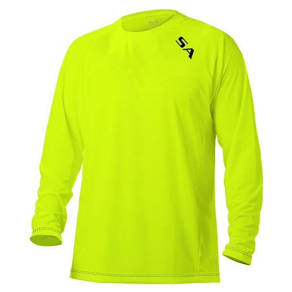 Men's Button - Down Oxford Casual Shirts in Crisp White for a Classic and Versatile StylePerformance Long Sleeve Shirt | Safety Yellow | SA Logo Men's Button - Down Oxford Casual Shirts in Crisp White for a Classic and Versatile StylePerformance Long Sleeve Shirt | Safety Yellow | SA Logo