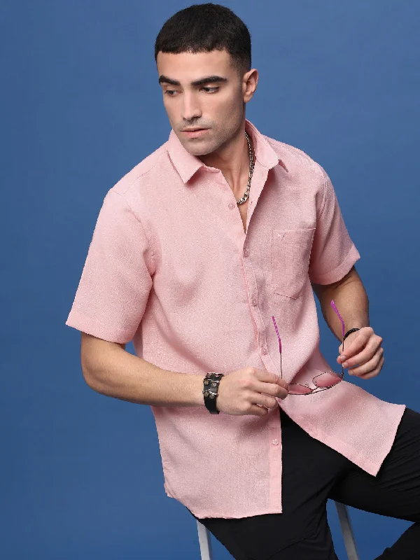 Men's Distressed Denim Casual Shirts with Frayed Edges for a Trendy and Rugged LookMen Peach Solid Slim Fit Shirt Men's Distressed Denim Casual Shirts with Frayed Edges for a Trendy and Rugged LookMen Peach Solid Slim Fit Shirt