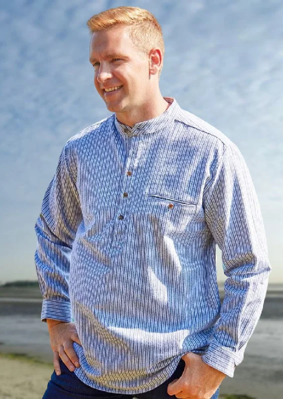 Men's Thermal - Lined Casual Shirts in Black for Added Warmth in Cold WeatherMen's Flannel Grandfather Shirt | Grey Stripe Men's Thermal - Lined Casual Shirts in Black for Added Warmth in Cold WeatherMen's Flannel Grandfather Shirt | Grey Stripe