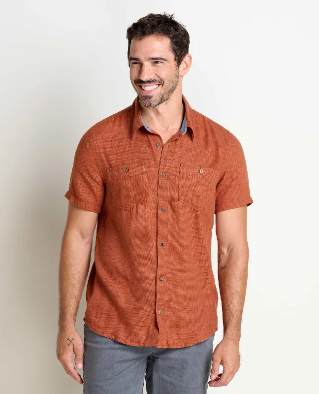 Men's Short - Sleeve Linen Casual Shirts in Light Khaki for a Breathable Summer OptionHoncho Short Sleeve Shirt Men's Short - Sleeve Linen Casual Shirts in Light Khaki for a Breathable Summer OptionHoncho Short Sleeve Shirt
