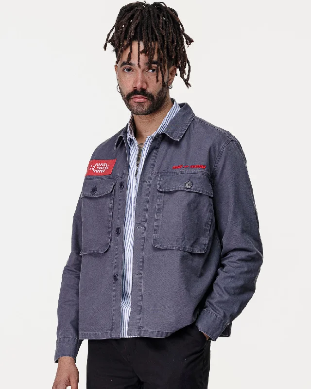 Men's Distressed Denim Casual Shirts with Frayed Edges for a Trendy and Rugged LookCoffee & Customs Uniform Overshirt - Washed Navy Men's Distressed Denim Casual Shirts with Frayed Edges for a Trendy and Rugged LookCoffee & Customs Uniform Overshirt - Washed Navy