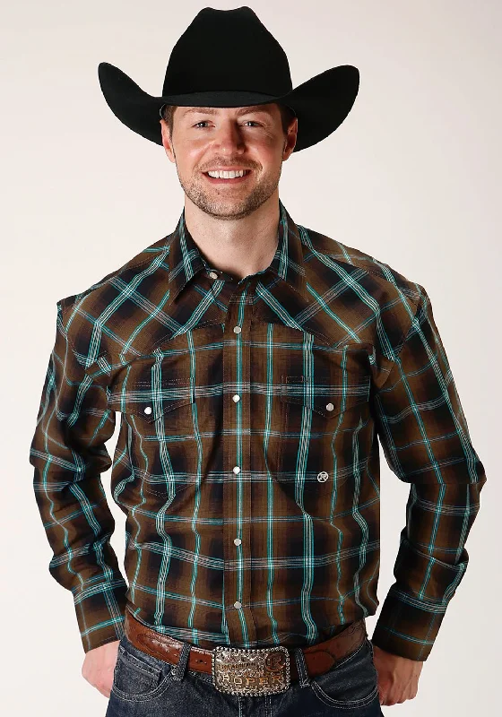 Men's Wrinkle - Resistant Polyester Blend Casual Shirts for Easy Travel and MaintenanceRoper Mens Dark Chocolate 100% Cotton Plaid L/S Tall Shirt Men's Wrinkle - Resistant Polyester Blend Casual Shirts for Easy Travel and MaintenanceRoper Mens Dark Chocolate 100% Cotton Plaid L/S Tall Shirt