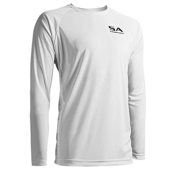 Plus Size Men's Striped Chambray Casual Shirts with a Spread Collar for a Preppy AppearancePerformance Long Sleeve Shirt | White | SA Logo Plus Size Men's Striped Chambray Casual Shirts with a Spread Collar for a Preppy AppearancePerformance Long Sleeve Shirt | White | SA Logo