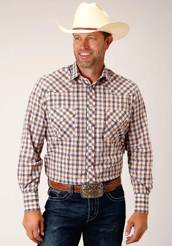 Men's Distressed Denim Casual Shirts with Frayed Edges for a Trendy and Rugged LookRoper Mens 55/45 Windowpane Navy/Gold/Rust Cotton Blend L/S Shirt Men's Distressed Denim Casual Shirts with Frayed Edges for a Trendy and Rugged LookRoper Mens 55/45 Windowpane Navy/Gold/Rust Cotton Blend L/S Shirt