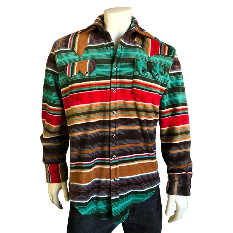 Men's Distressed Denim Casual Shirts with Frayed Edges for a Trendy and Rugged LookRockmount Mens Brown/Green Fleece Serape Pattern Western L/S Shirt Men's Distressed Denim Casual Shirts with Frayed Edges for a Trendy and Rugged LookRockmount Mens Brown/Green Fleece Serape Pattern Western L/S Shirt
