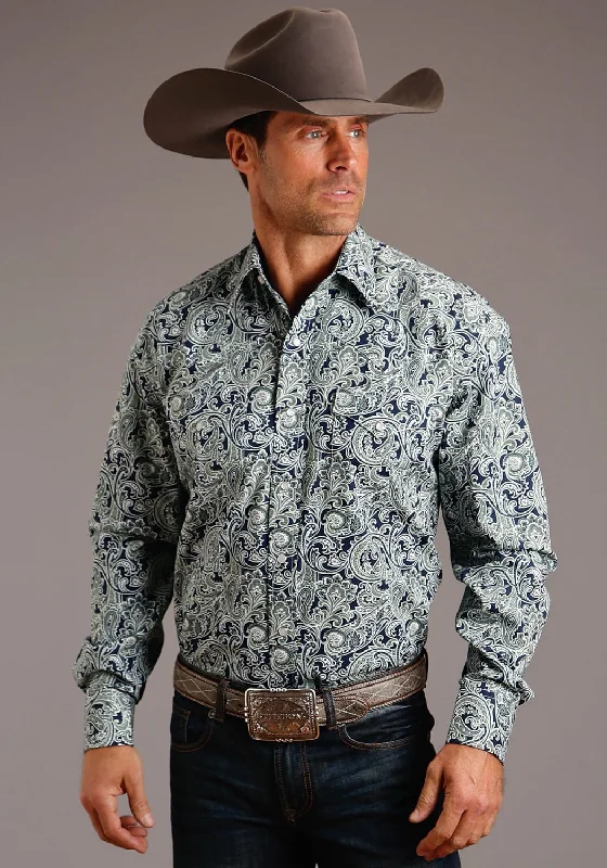 Men's Slim - Fit Printed Floral Casual Shirts in Pastel Colors for a Spring - Inspired VibeStetson Mens Blue 100% Cotton Greenspring Paisley L/S 2 Pocket Shirt Men's Slim - Fit Printed Floral Casual Shirts in Pastel Colors for a Spring - Inspired VibeStetson Mens Blue 100% Cotton Greenspring Paisley L/S 2 Pocket Shirt