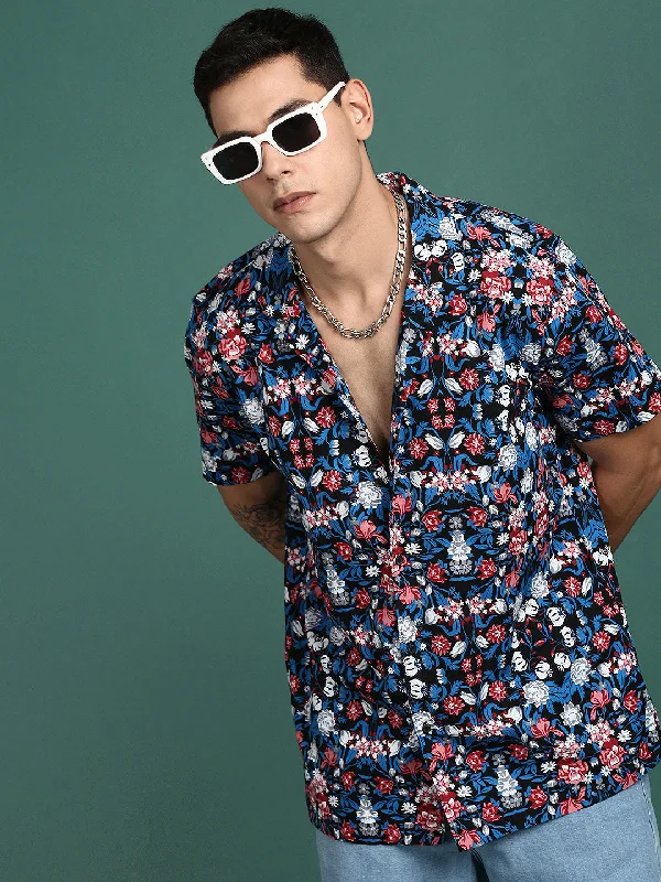Men's Slim - Fit Printed Floral Casual Shirts in Pastel Colors for a Spring - Inspired VibeMen Cuban Collar Floral Multi Relaxed Fit Shirt Men's Slim - Fit Printed Floral Casual Shirts in Pastel Colors for a Spring - Inspired VibeMen Cuban Collar Floral Multi Relaxed Fit Shirt