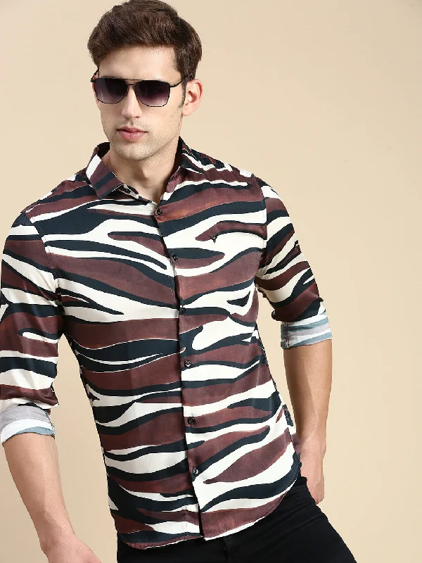 Men's Stretch - Fabric Casual Shirts in Navy Blue for a Comfortable and Flexible FitMen Multi Printed Casual Shirt Men's Stretch - Fabric Casual Shirts in Navy Blue for a Comfortable and Flexible FitMen Multi Printed Casual Shirt